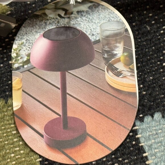 Threshold™ Solar and Rechargeable USB LED Outdoor Table Lamp, Maroon - Picture 13 of 13